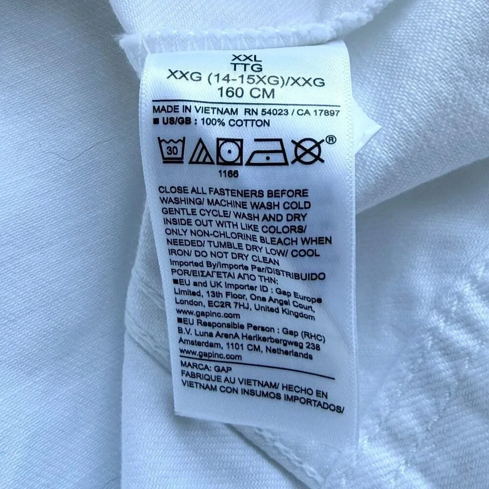 Gap Kids White Denim Jacket Waist Length NWT - US Girls 14-16 XXL